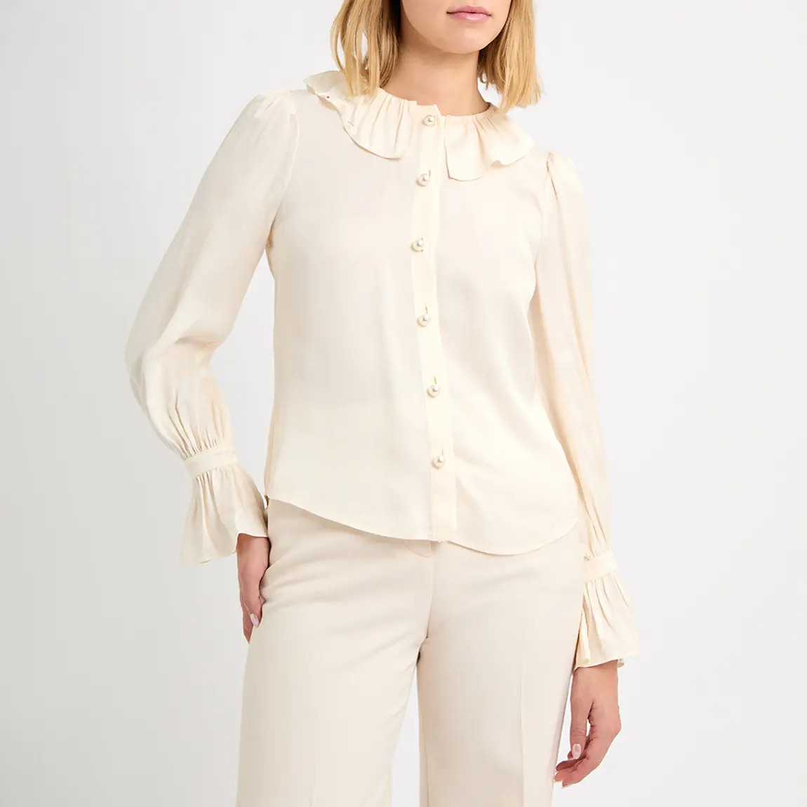 L K Bennett Ivory Farrow Pearl Button Blouse - BrandAlley | BrandAlley