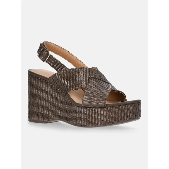 Time and Tru Women's Crossband Wedge Sandals | Walmart (US)