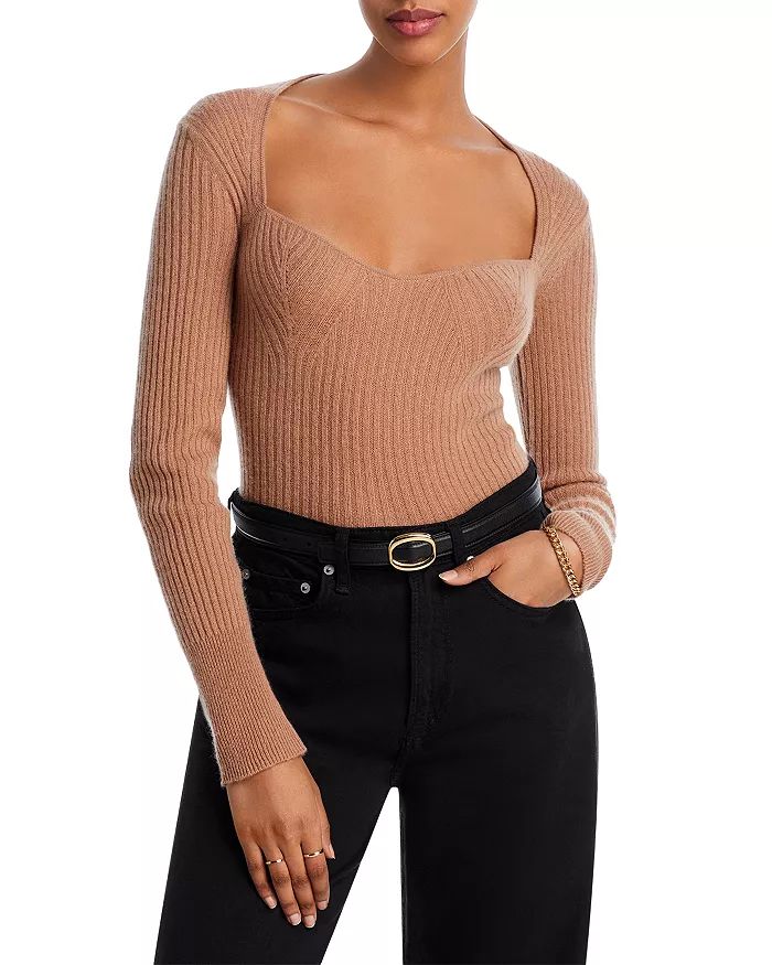 Ribbed Sweetheart Neck Cashmere Sweater - 100% Exclusive | Bloomingdale's (US)