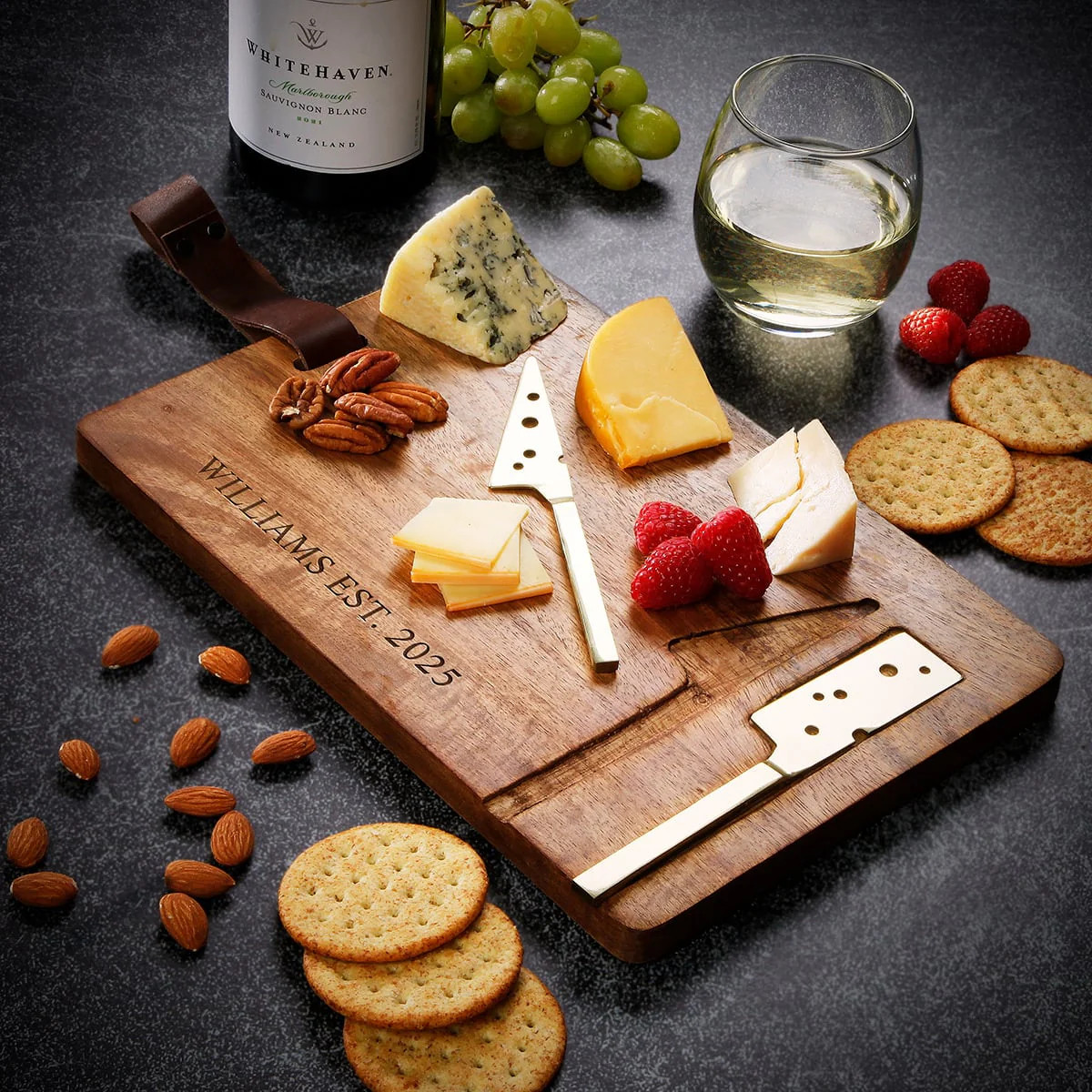 Betley Personalized Cheese Board with Integrated Cheese Knives | HomeWetBar.com