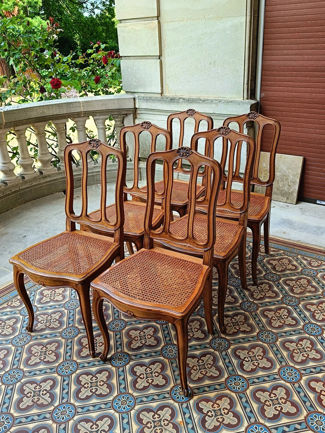 6 French Cane Walnut Chairs Vintage Dinning Chairs Raffia Seats 70' - Etsy | Etsy (US)