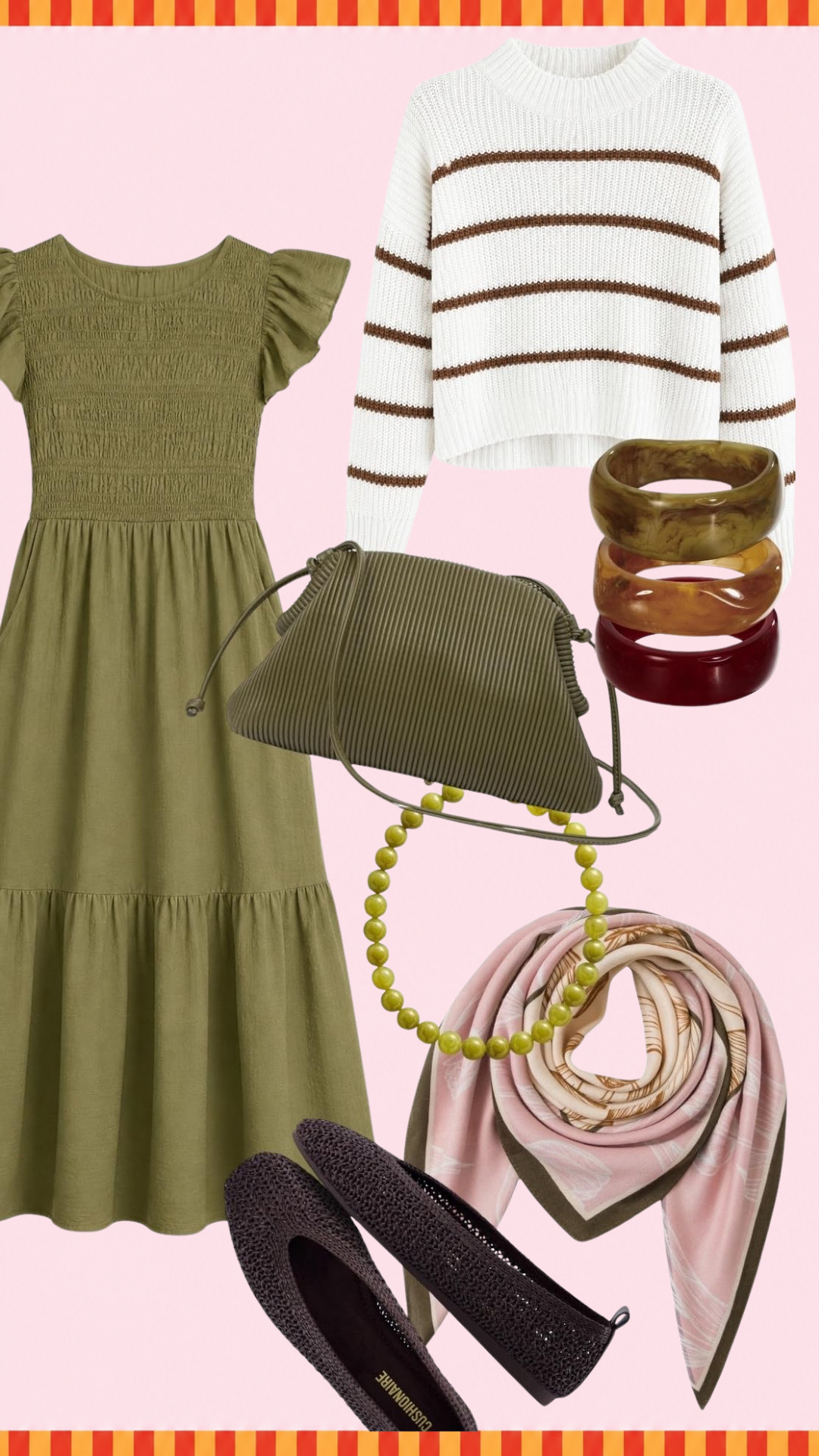 The PERFECT outfit to transfer into fall with! Layer this olive dress with a striped sweater on cooler school days and it's the perfect teacher outfit. 

 #LTKgrwm #LTKootd