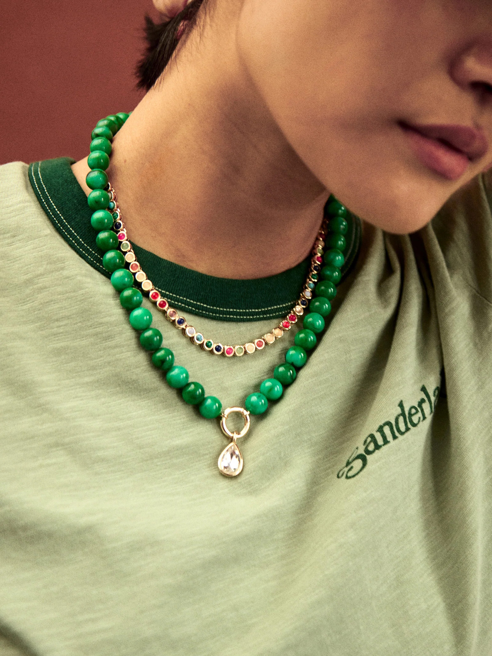 Janette Beaded Ring Necklace - Malachite | BaubleBar