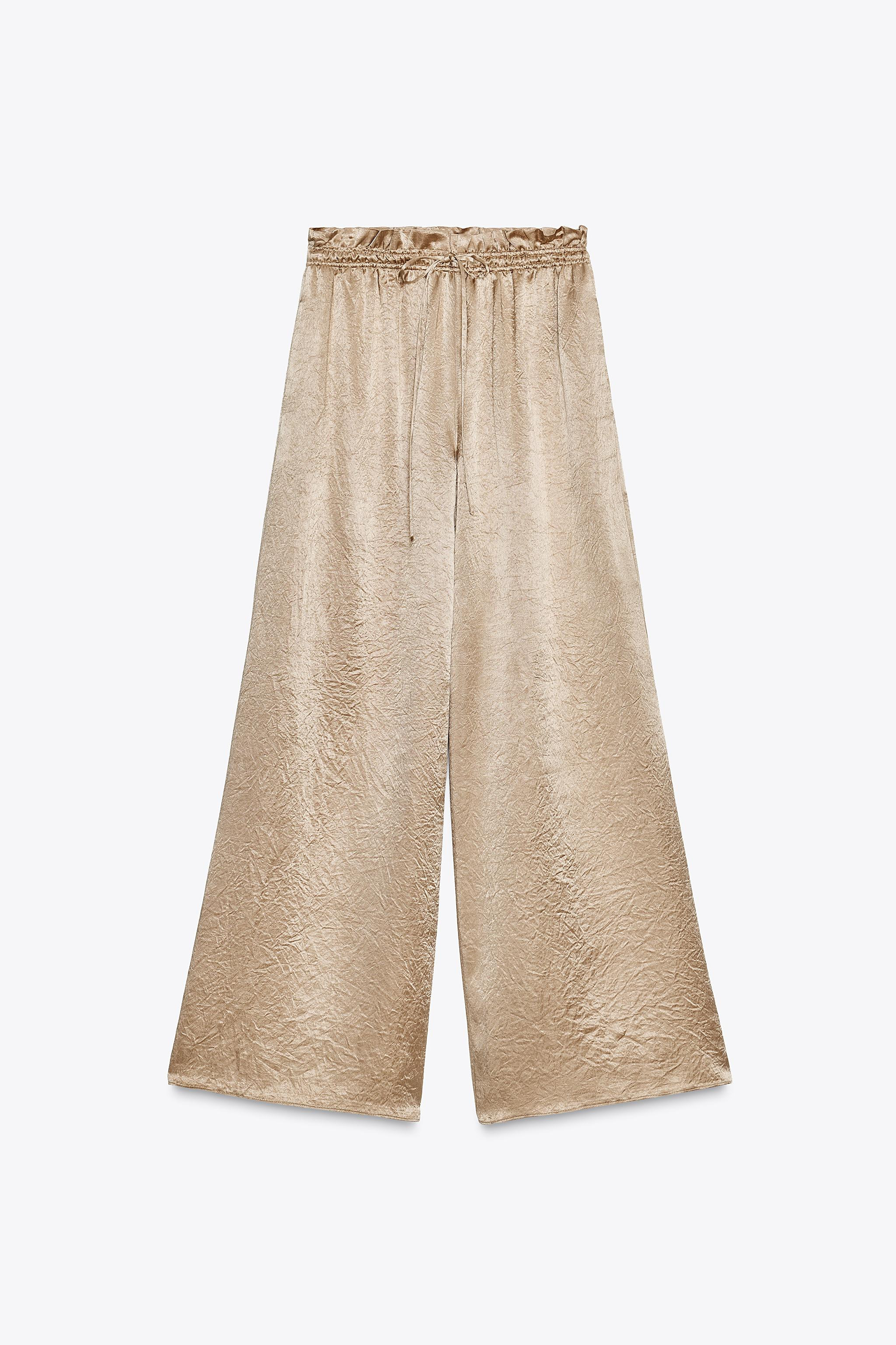 ZW COLLECTION SATIN WIDE LEG PANTS | Zara US