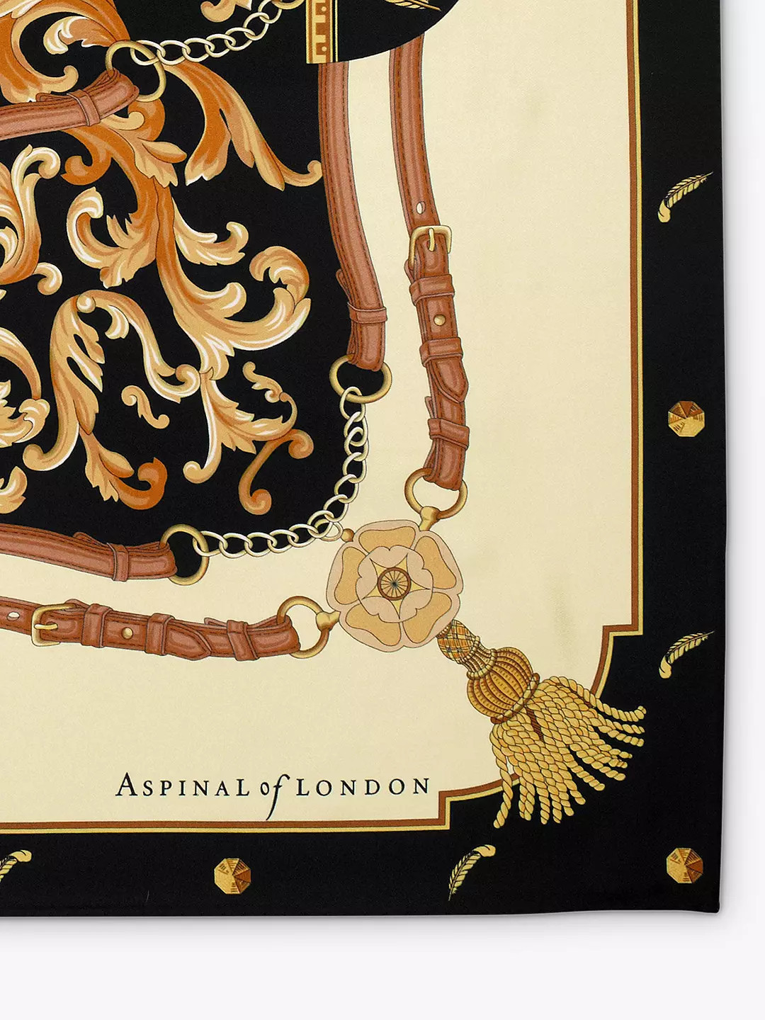 Aspinal of London Signature Shield Silk Square Scarf, Black | John Lewis (UK)