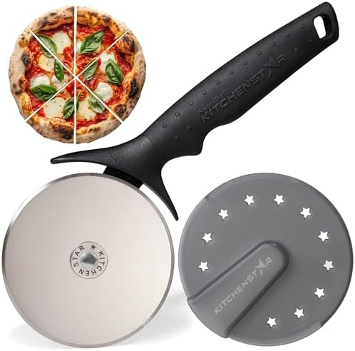 KitchenStar Pizza Cutter Wheel - 304 Stainless Steel Slicer Knife with Super Sharp Blade, Anti-Wo... | Amazon (US)