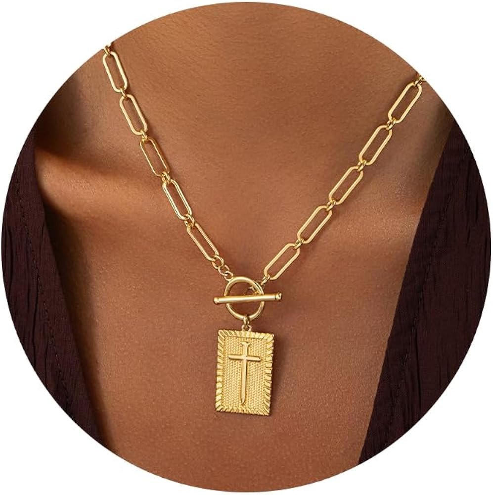 Valentines Day Gifts 14K Gold Plated and Silver Plated Cross Necklace for Women, Non-Tarnish Fait... | Amazon (US)