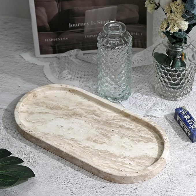 100% Natural Luxury Marble Small Hand Towel Tray Holder Organizer, Makeup Bathroom Holder,Bathroo... | Amazon (US)