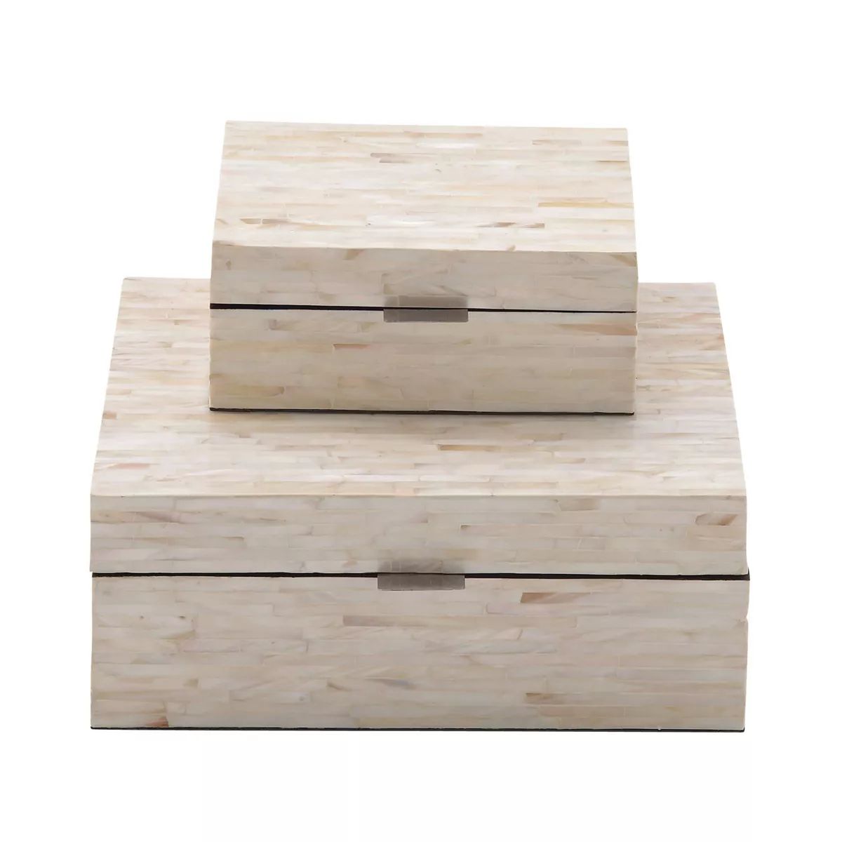 Set of 2 Mother of Pearl Wooden Boxes Light Cream - Olivia & May | Target