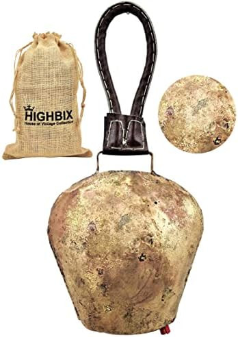 HIGHBIX Giant Harmony Cow Bell Huge Vintage Handmade Rustic Lucky Christmas Hanging Bell | Amazon (US)