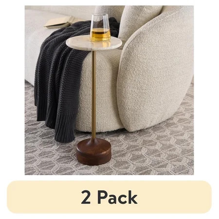 (2 pack) Better Homes & Gardens Aster Drink Table, White Marble | Walmart (US)
