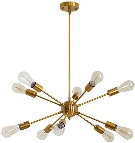 Sputnik Chandeliers 10 Lights Modern Pendant Lighting Vintage Ceiling Light Fixture, Brass | Amazon (US)