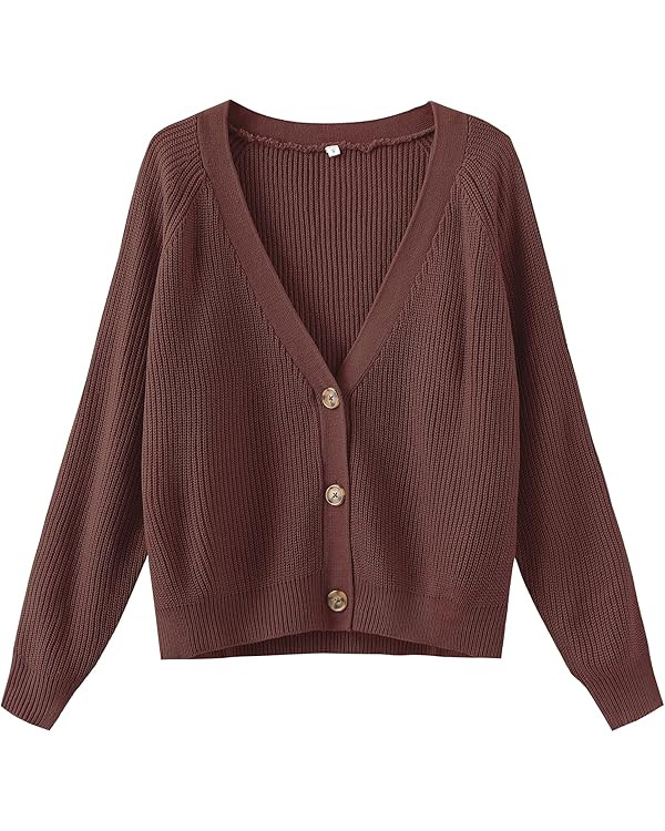TASAMO Women's Long Sleeve Knit Sweater Open Front Cardigan Button Loose Outerwear | Amazon (US)