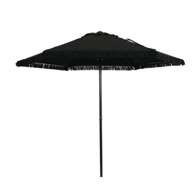 Better Homes & Gardens 7.5" Black Solid Print Round Market Patio Umbrella, Adjustable Tilt | Walmart (US)
