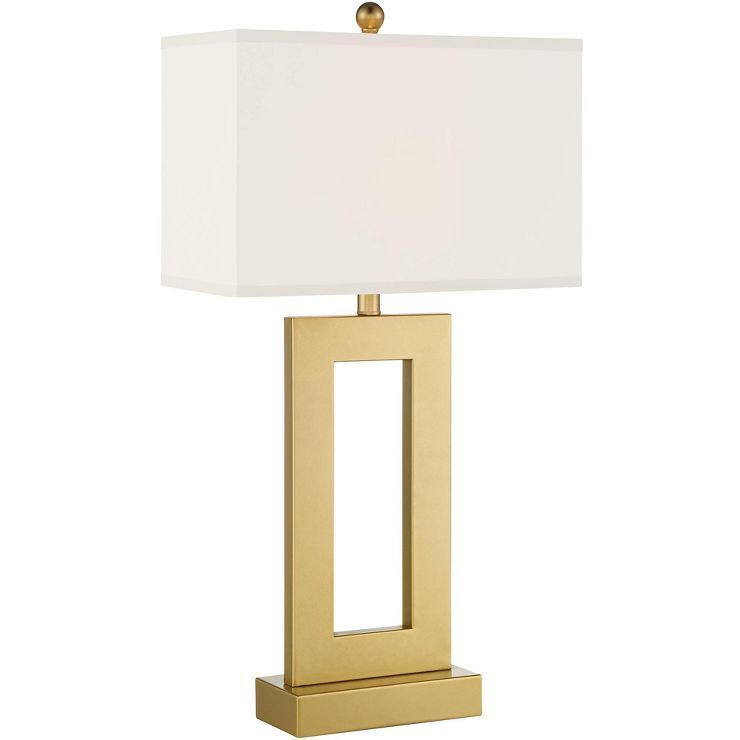 360 Lighting Marshall Modern Table Lamp 30" Tall Gold Open Base Oatmeal Rectangular Shade for Bed... | Target