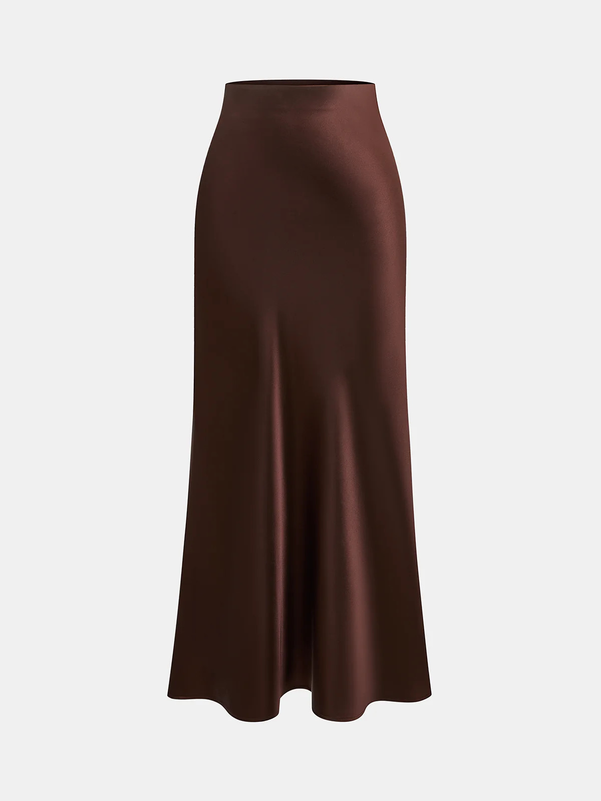 Elastic-Waist Satin Mermaid Maxi Skirt | Commense