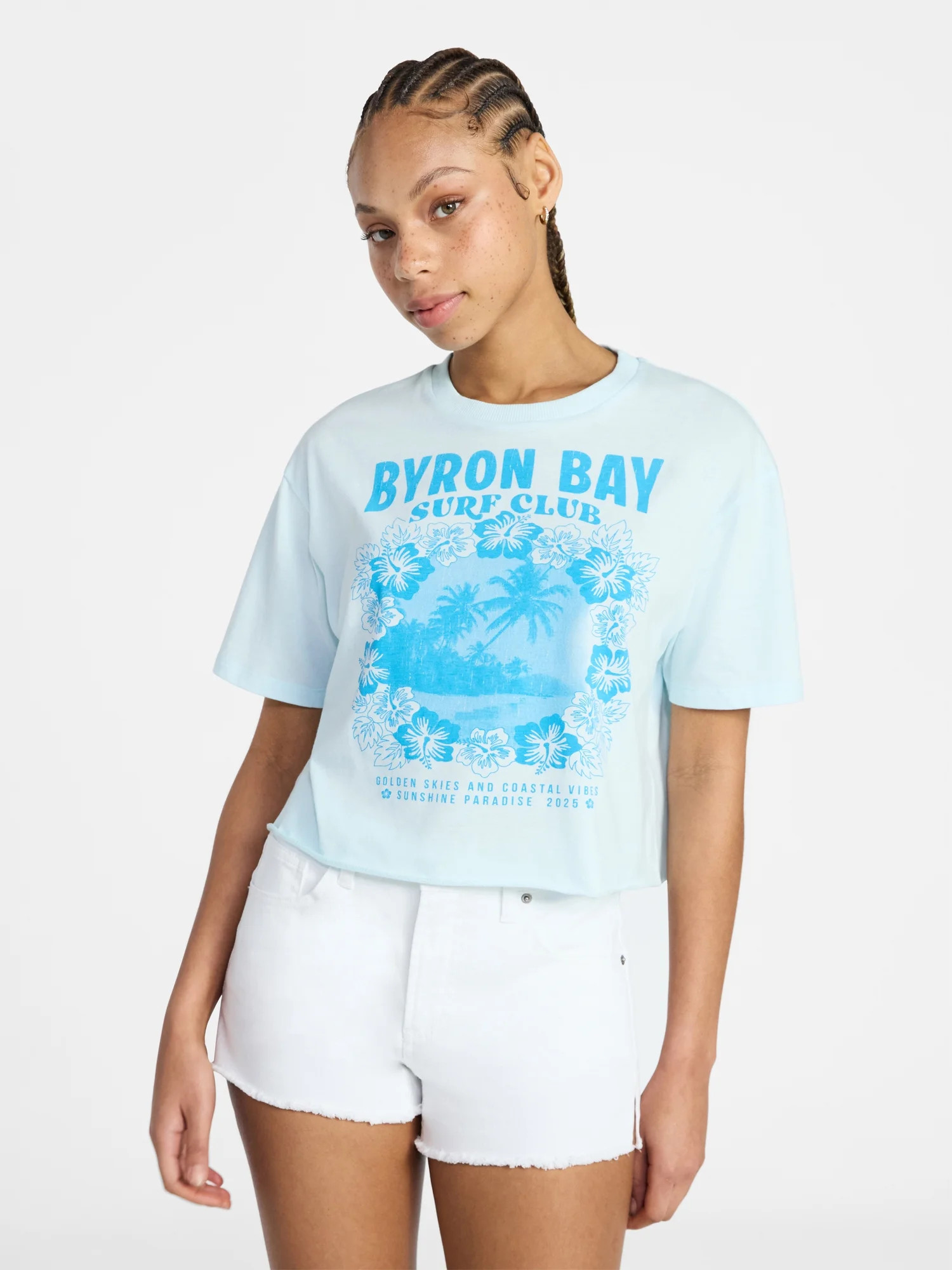 No Boundaries Boxy Cropped Graphic Tee, Women's XXS-XXL - Walmart.com | Walmart (US)