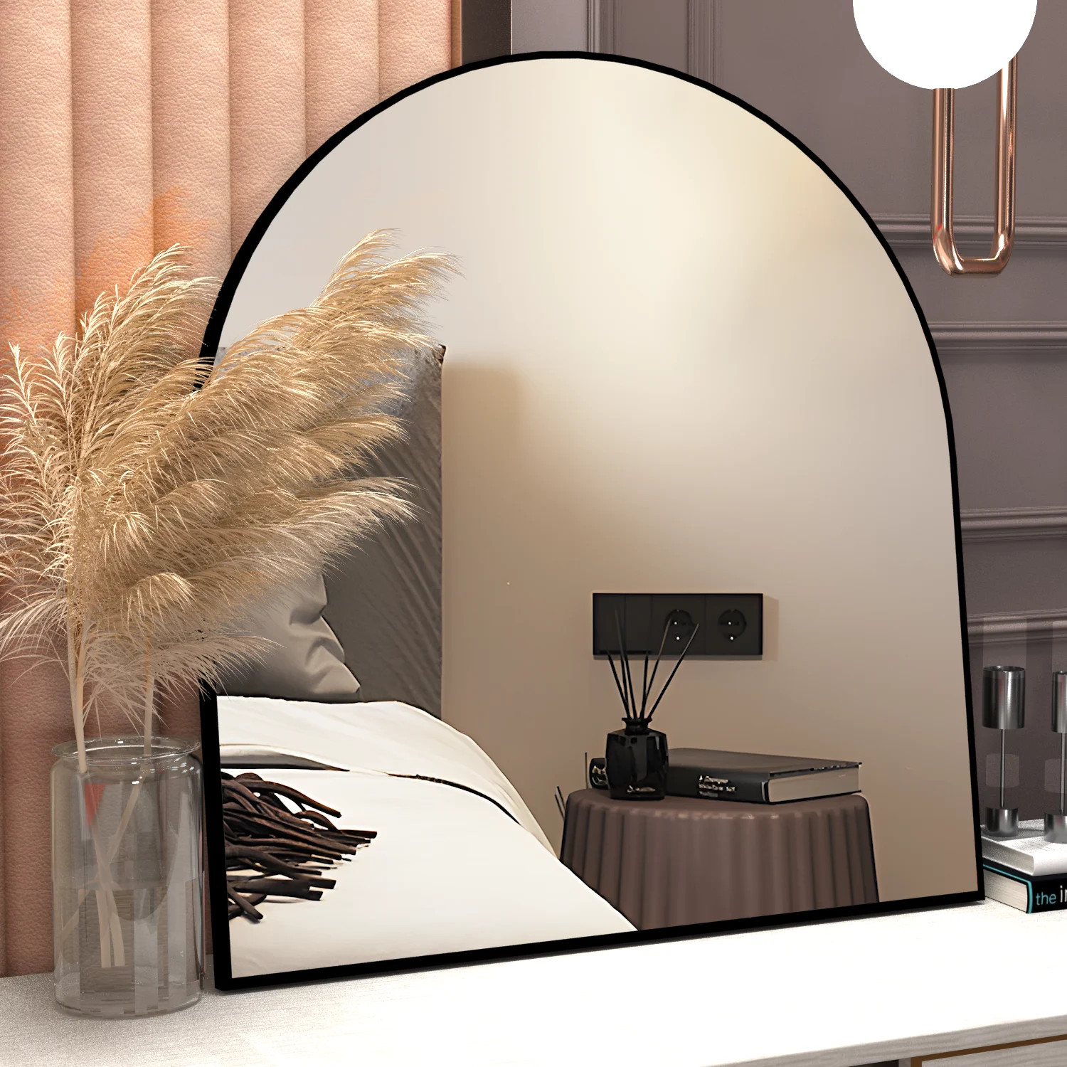 CISTEROMAN Arched Mirror 33.5" x 31.5"  Black Arched Wall Mirror Modern Arched Bathroom Mirror Fi... | Walmart (US)