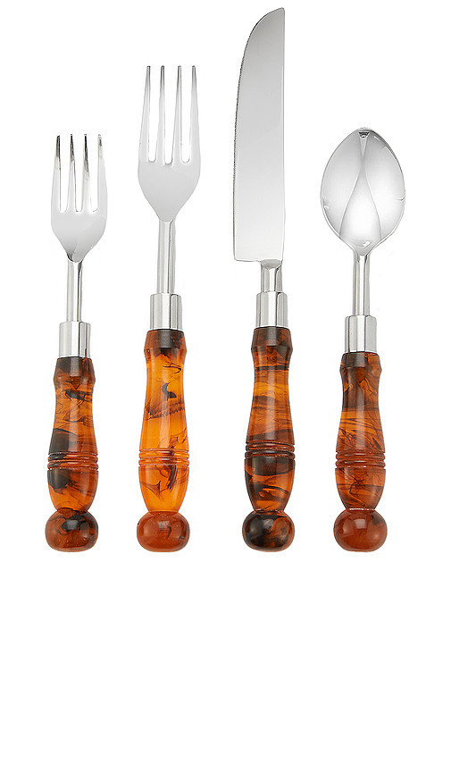 Chefanie Tortoise Bistro Flatware Set in Burnt Orange. | Revolve Clothing (Global)