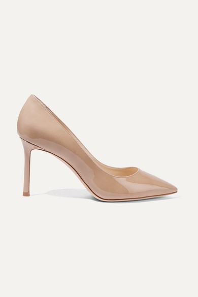 Jimmy Choo - Romy 85 Patent-leather Pumps - Sand | NET-A-PORTER (US)