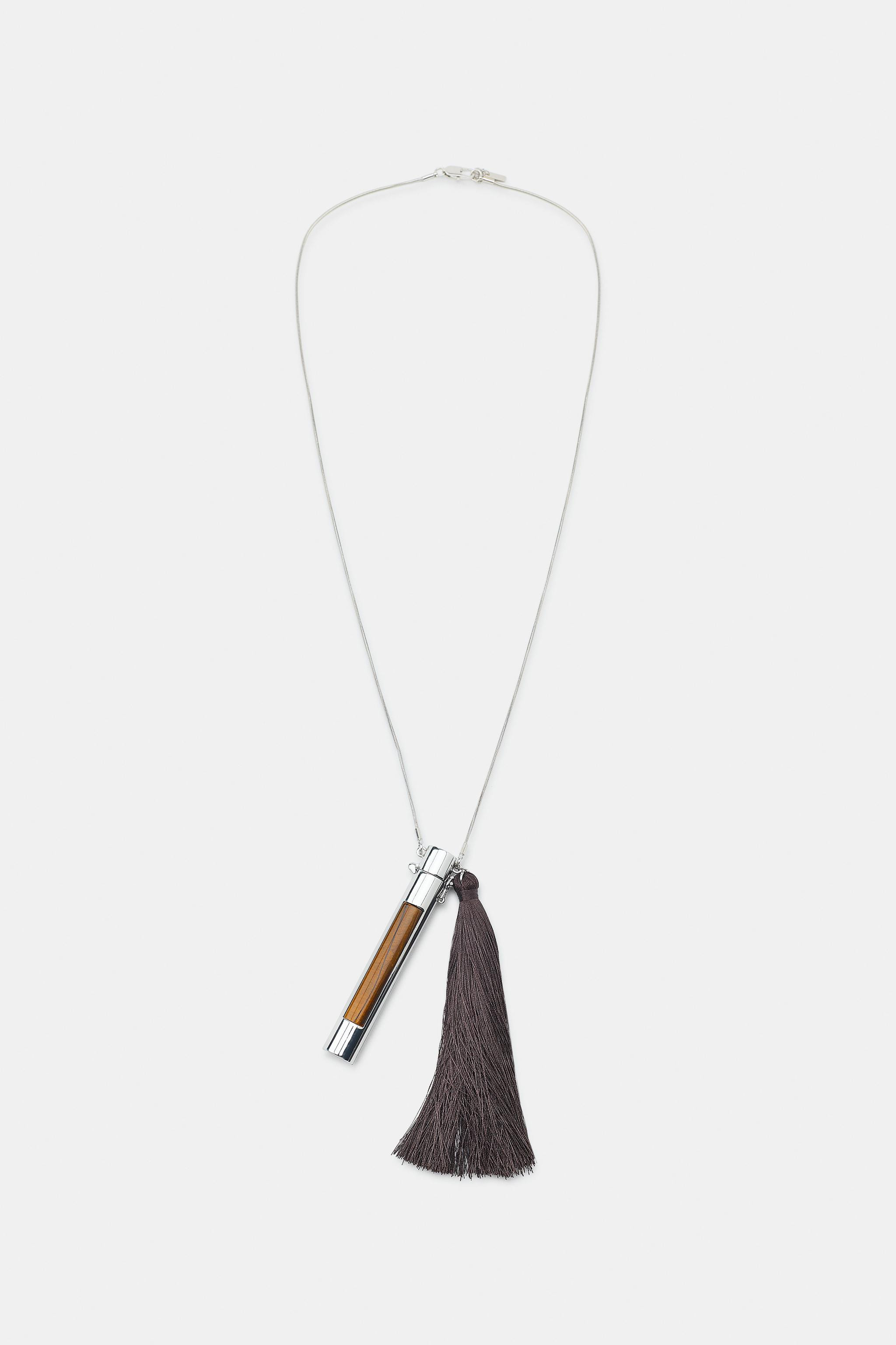 METAL FRINGED TUBE NECKLACE | Zara Canada