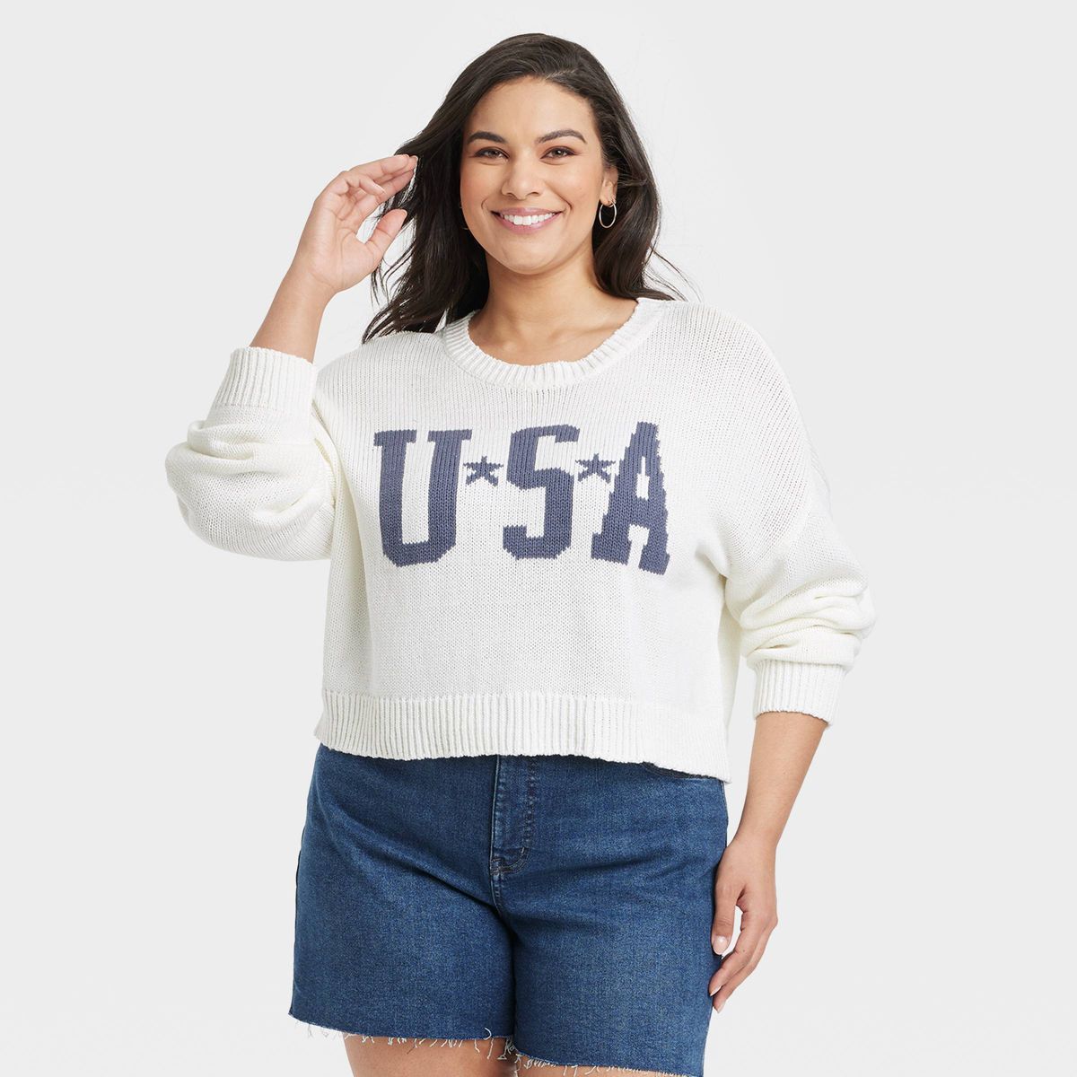 Women's Flag Graphic Sweater - Off-White | Target