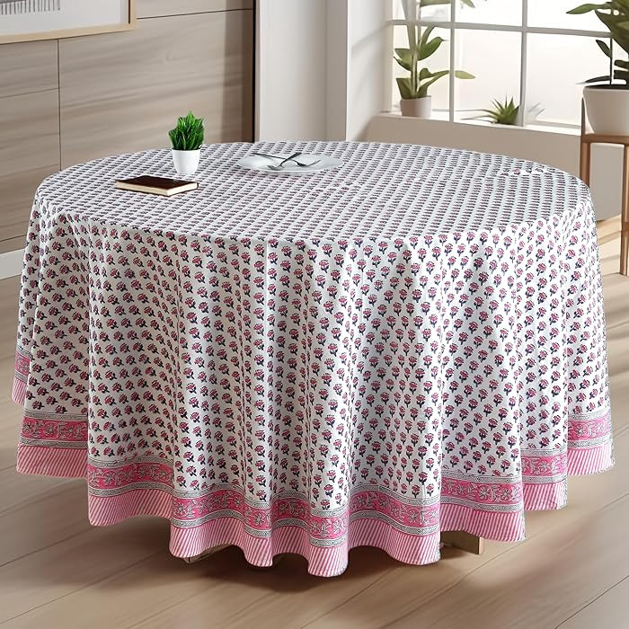 CPC Round Tablecloth- Cotton Indian Block Print Tablecloth -Handmade Printed Washable Cotton Tabl... | Amazon (US)