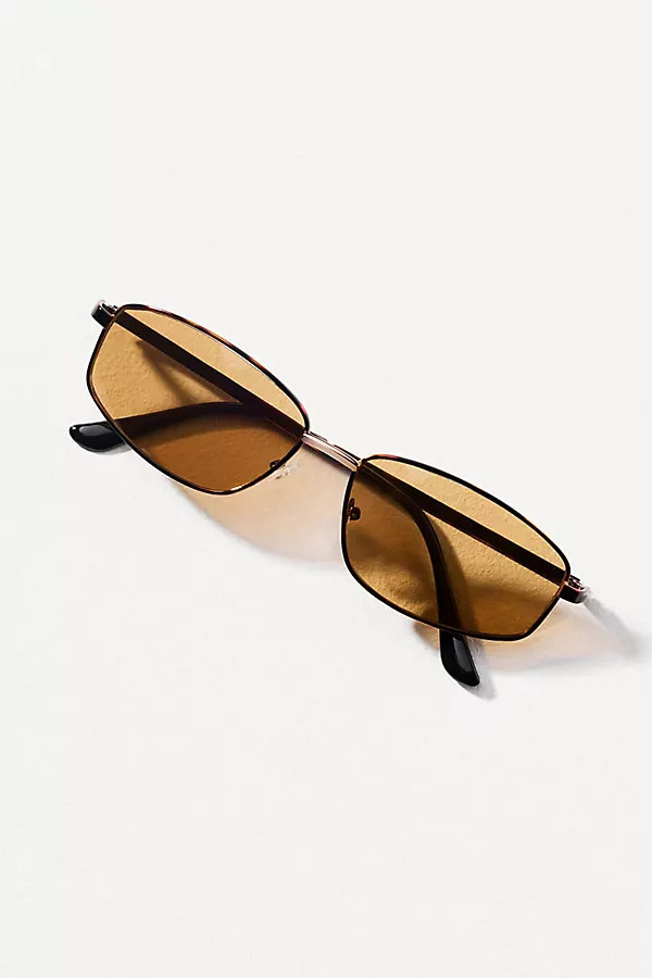 Slim Metal Rectangle Sunglasses | Anthropologie (US)