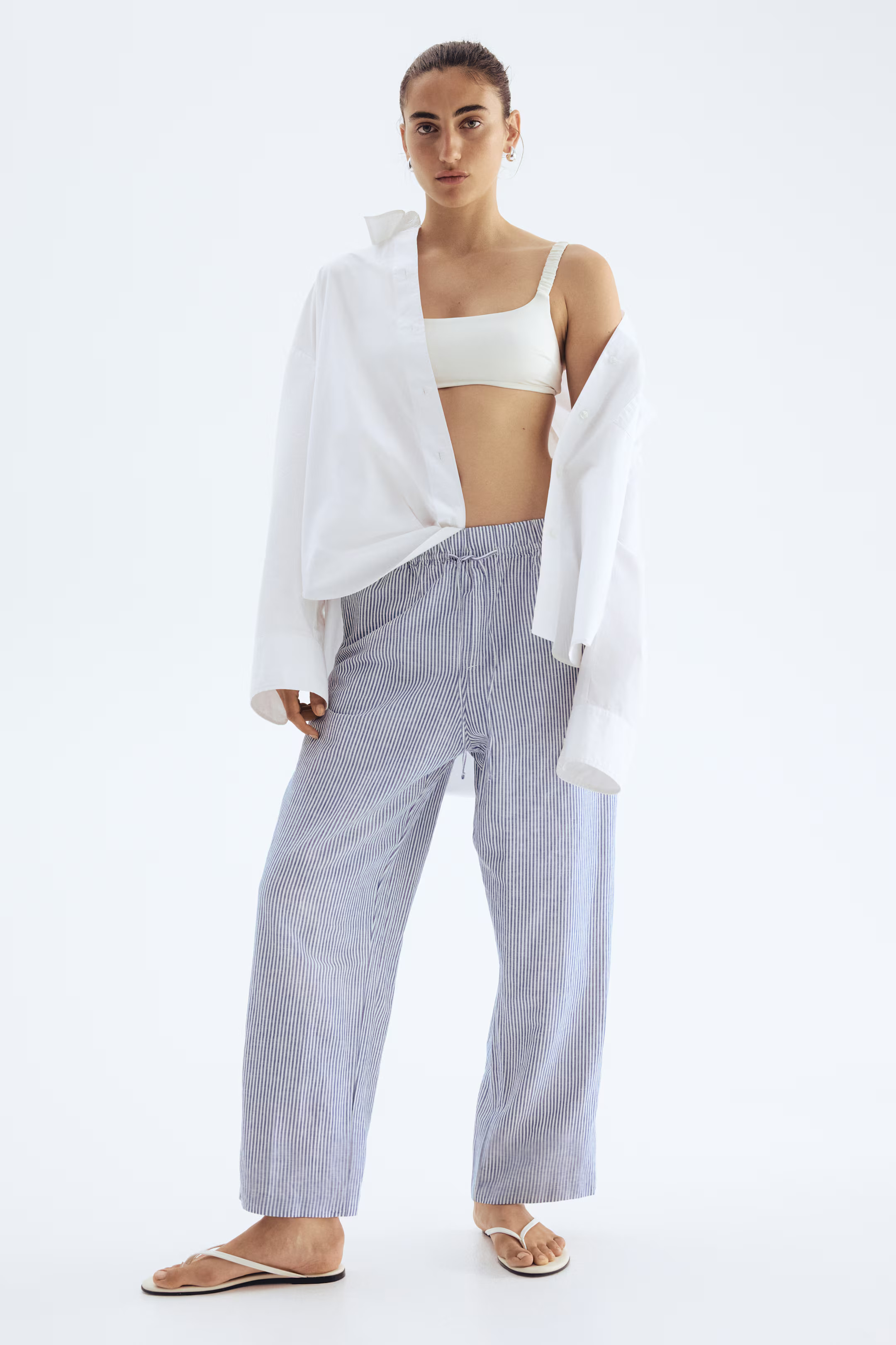 Linen-blend drawstring trousers | H&M (UK, MY, IN, SG, PH, TW, HK)