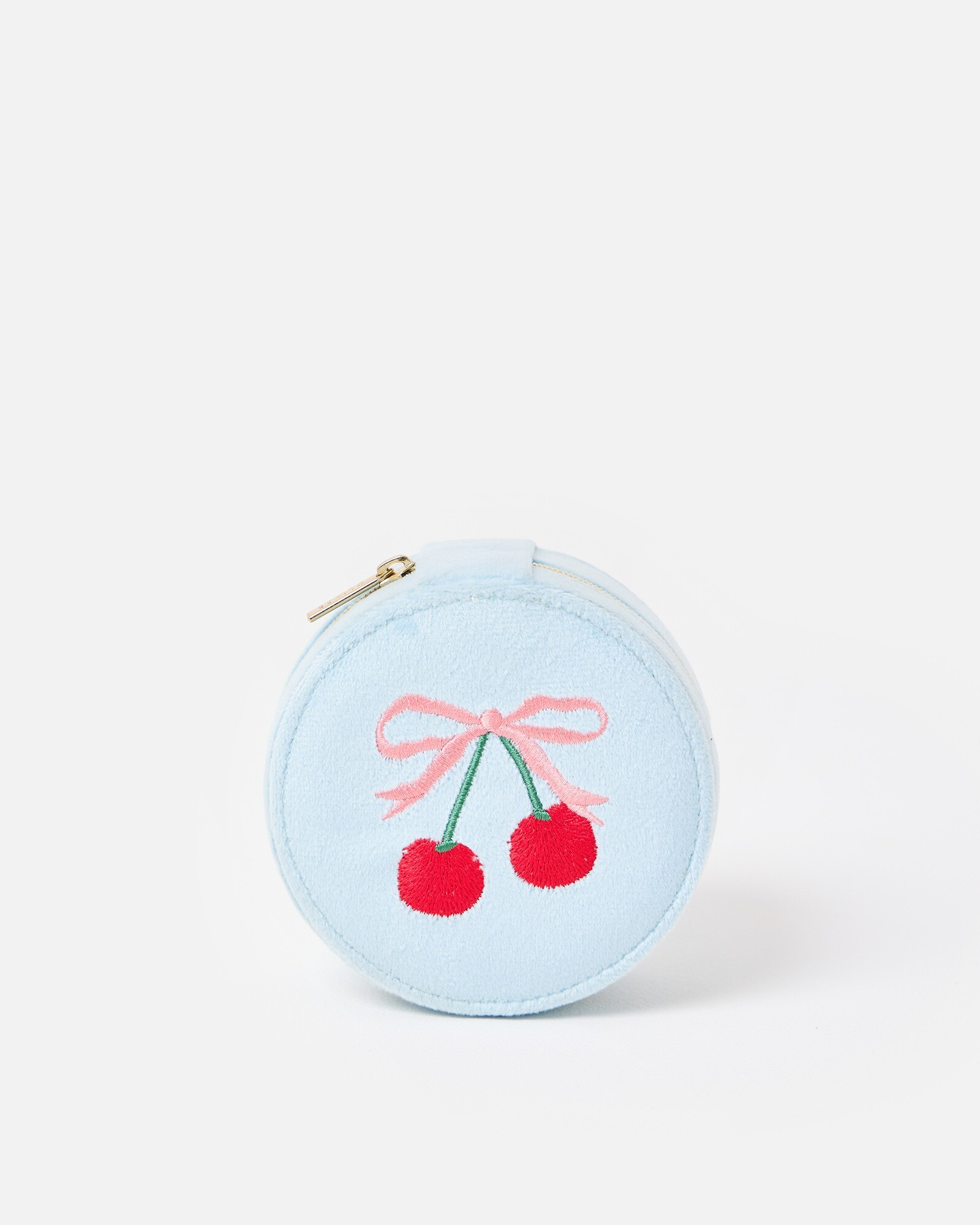 Cherries & Bow Blue Round Jewellery Box | Oliver Bonas | Oliver Bonas (Global)