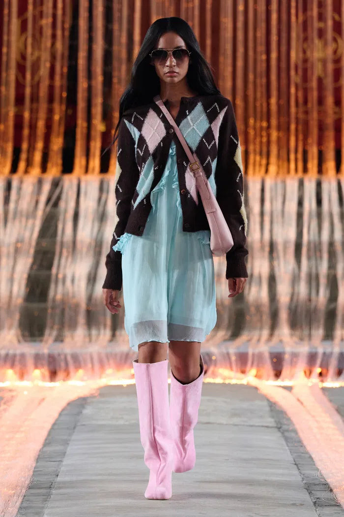 Hart Argyle Short Cardigan in Wool Cashmere Blend Knit | Fabrique