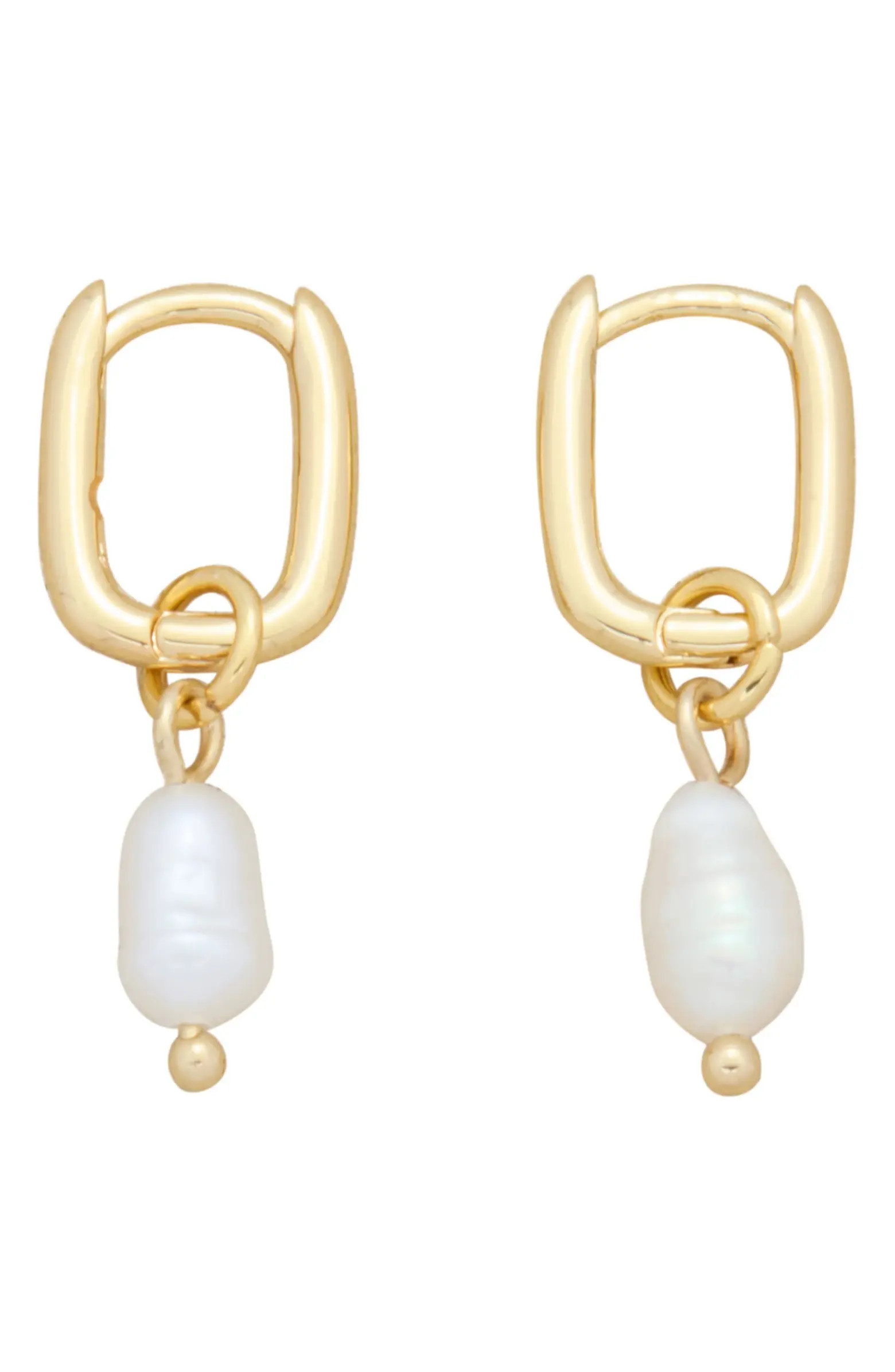 Freshwater Pearl Rectangular Hoop Earrings | Nordstrom