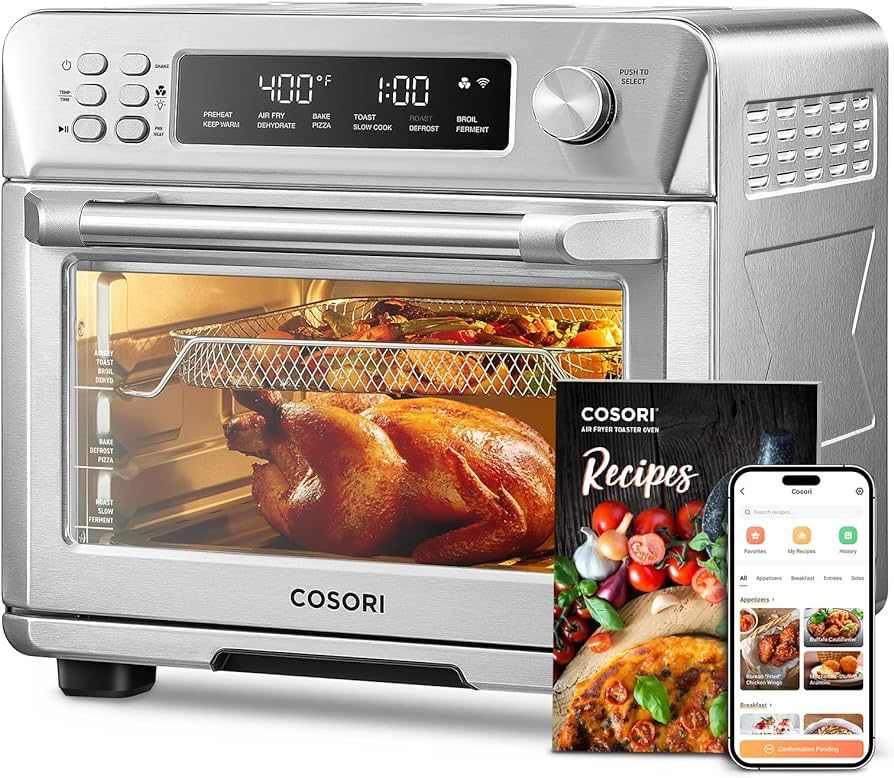 COSORI Air Fryer Toaster Oven Combo, 12-in-1 Convection Ovens Countertop, Stainless Steel, Smart, 6- | Amazon (US)