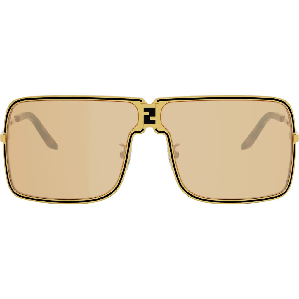 Fendi ness 67.2mm Oversize Mask Sunglasses in Shiny Endura Gold /Roviex at Nordstrom | Nordstrom