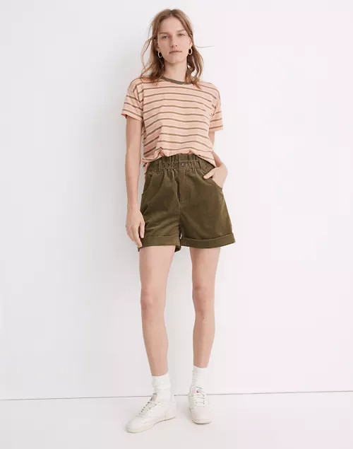 Whisper Cotton Rib-Crewneck Ringer Tee in Persell Stripe | Madewell