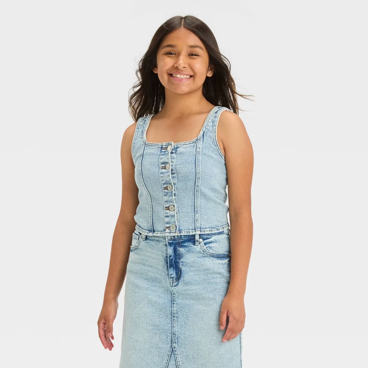 Girls' Denim Corset Tank Top - art class™ | Target