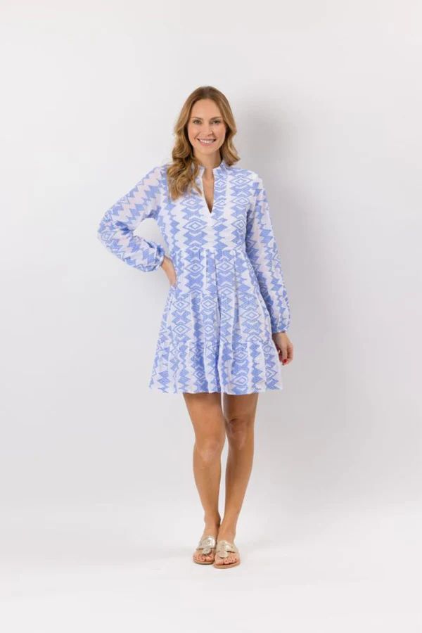 Embroidered Cotton Long Sleeve Tunic Dress | Sail to Sable
