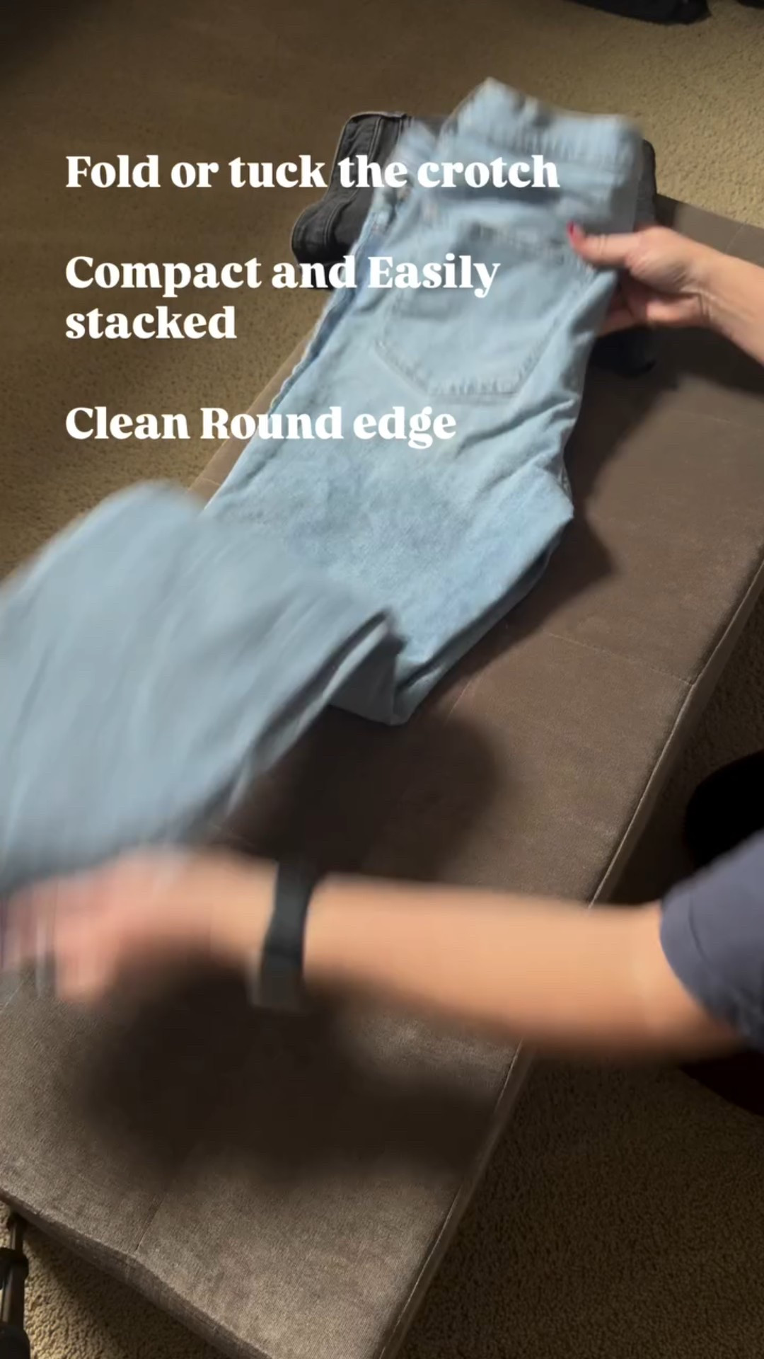 Save for your next closet cleanup.  You can find this & my other folding/ organization tips in my Closet Highlight on Instagram 

#closetorganization #closetorganizer #foldingclothes #aestheticclothing 
How to fold jeans, compact ways to fold jeans, how to fold jeans for small spaces, different ways to fold jeans, easy ways to fold jeans, organizing an aesthetic closet, closet, organization, aesthetic looking closets, tips on how to fold clothes, closet organization tips, how to keep your clothes looking nice, wear what you like, effortless outfits