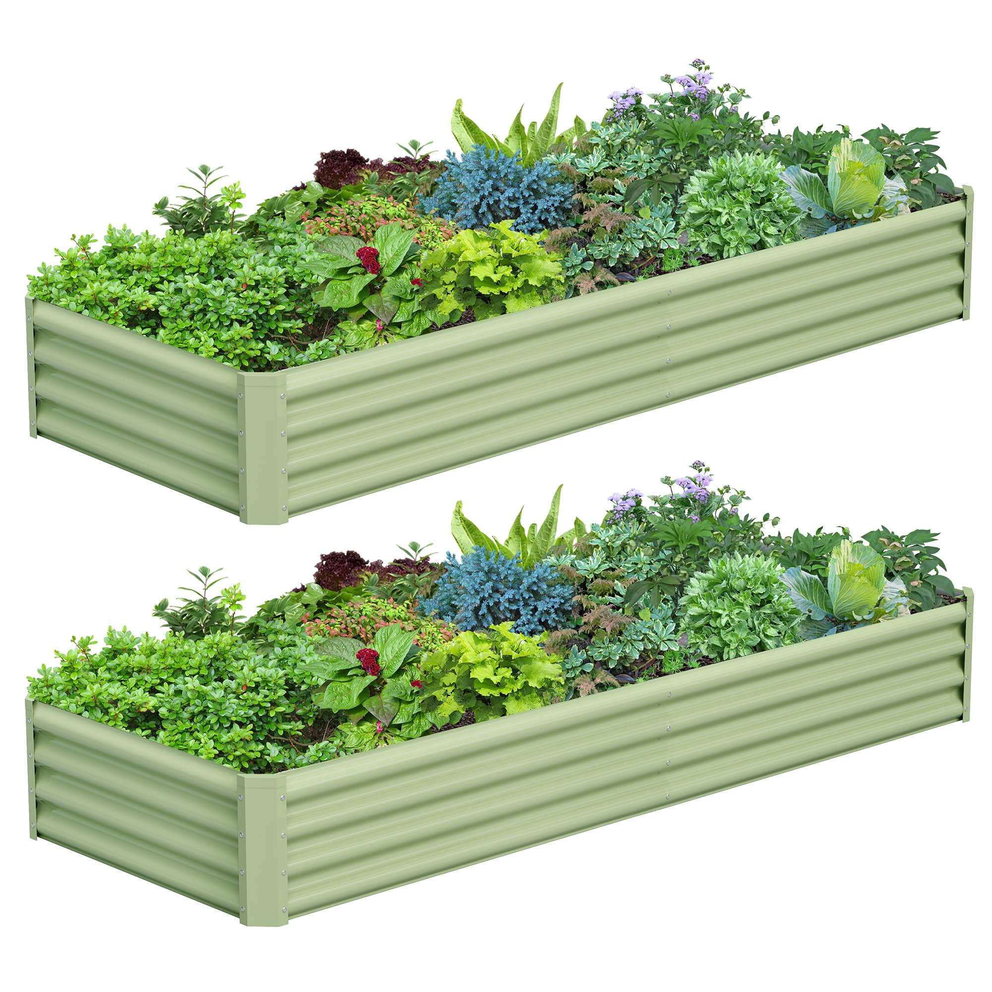 2PCS 8x2x1FT Galvanized Raised Garden Bed, Galvanized Planter Raised Garden Boxes Outdoor, Large ... | Amazon (US)