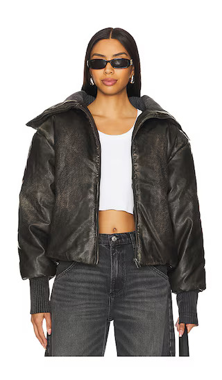 Puffer Bomber in Black | Revolve Clothing (Global)