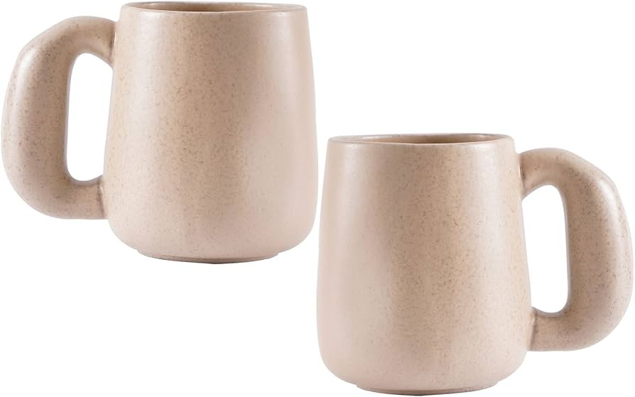 Uaral Large Coffee Mugs Cream Stoneware Mug Set with Jumbo Handle for Cocoa,Milk,Latte or Tea,Han... | Amazon (US)