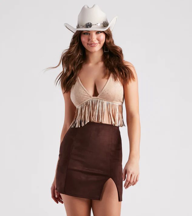 Rodeo Babe Rhinestone Fringe Halter Top | Windsor Stores