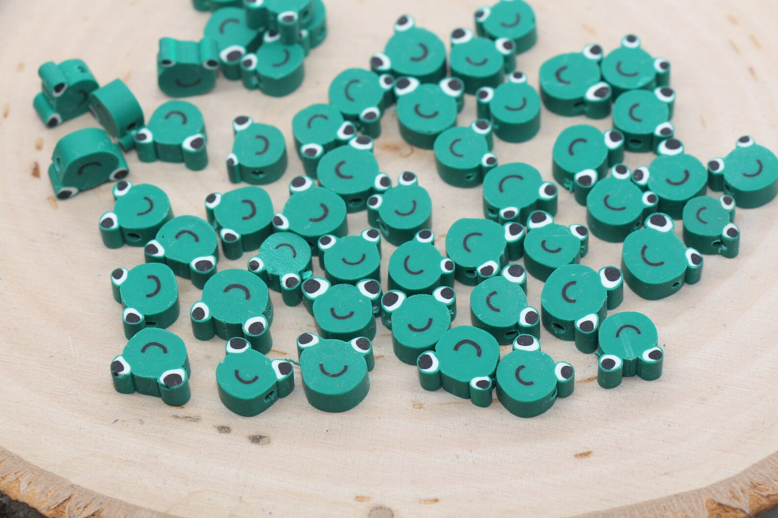 Green Frog Polymer Clay Beads, Kawaii Frog Clay Beads, Jewelry Beads, Bead for Bracelet 223 - Ets... | Etsy (US)