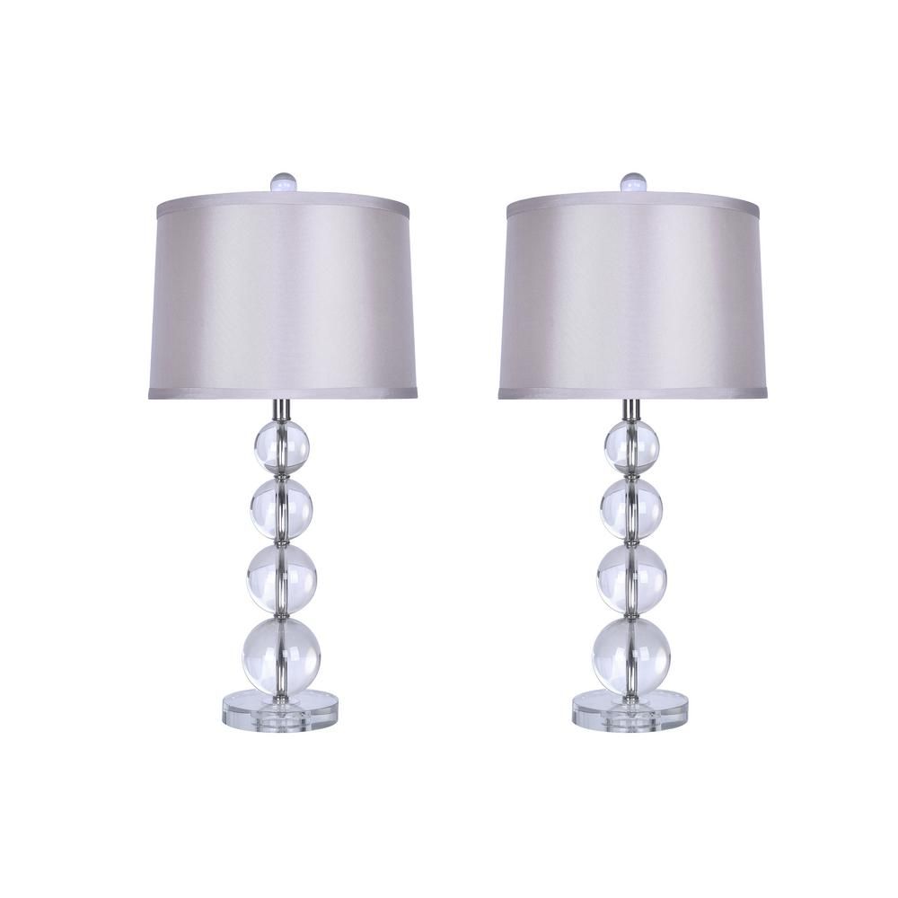 GRANDVIEW GALLERY 27 in. Chrome Genuine Crystal Table Lamps with Stacked Crystal Orb Design, Accents | The Home Depot