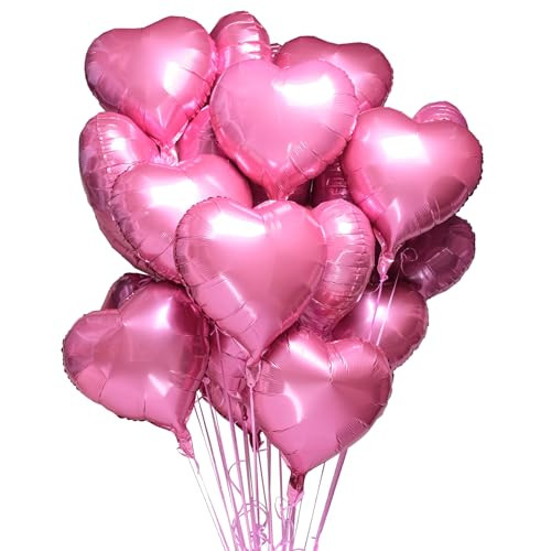 30 pcs Pink Heart Foil Balloons 18" Heart Shaped Mylar Balloons, Helium Support Love Valentines Day Wedding Bridal Engagement Party Anniversary Decorations | Amazon (US)