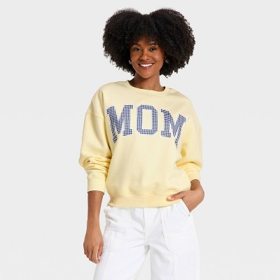 Women's Mom Graphic Pullover Sweatshirt - Light Yellow M | Target