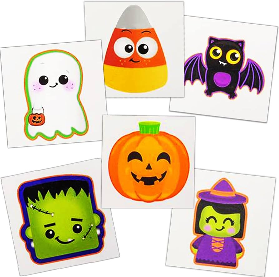4E's Novelty 144 Pack Halloween Tattoos for Kids - 2" Individually Wrapped Non-Toxic Halloween Te... | Amazon (US)