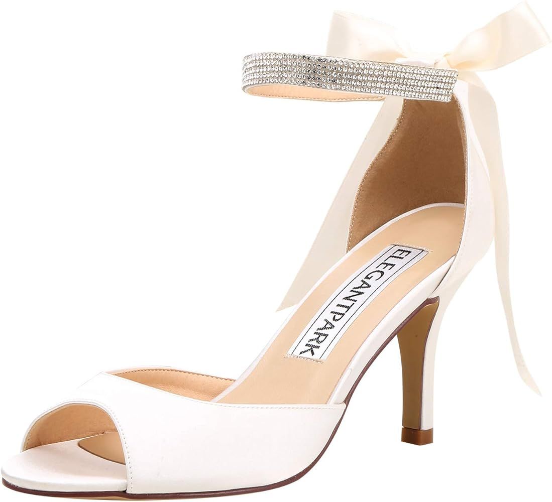 ELEGANTPARK Women Peep Toe High Heel Sandals Bridal Wedding Shoes For Bride Ankle Strap | Amazon (US)
