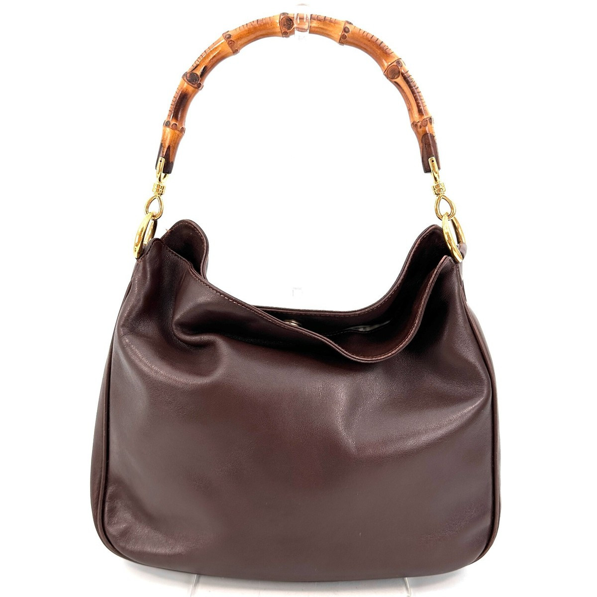 Vintage GUCCI Bamboo Shoulder Bag Hand Bag 2Way Brown Leather Authentic | eBay US