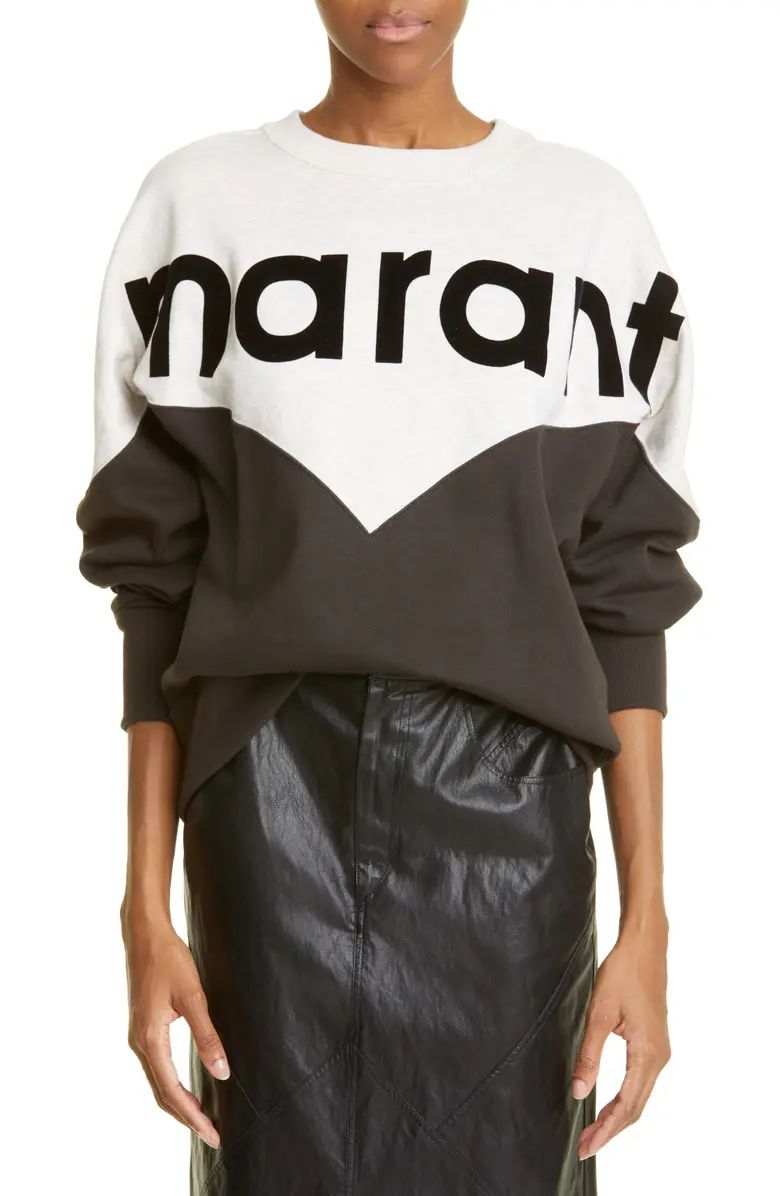 Isabel Marant Étoile Houston Colorblock Cotton Blend Logo Sweatshirt | Nordstrom | Nordstrom